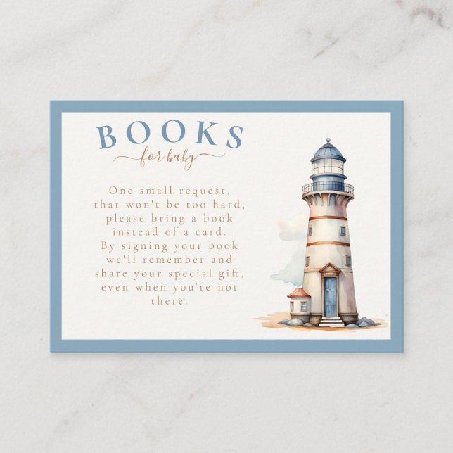 Cartão De Informações Livros De Urso Náutico Para Chá de fraldas (Frente)