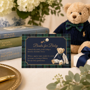 Cartão De Informações Livros de Urso Teddy Polo Elegante para Bebê