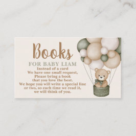 Cartão De Informações Livros de Urso Verde Sage para Bebê