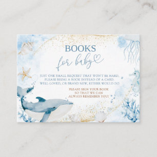 Cartão De Informações Livros de Verão para Bebê Azul Oceano Você Logo