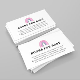 Cartão De Informações Livros do Arco-íris para Chá de Bebê