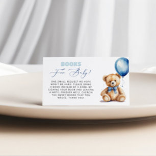 Cartão De Informações Livros do Urso do Balão Azul Para o Bebê Menino Ch