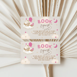 Cartão De Informações Livros do Urso Rosa Para o Chá de Bebê