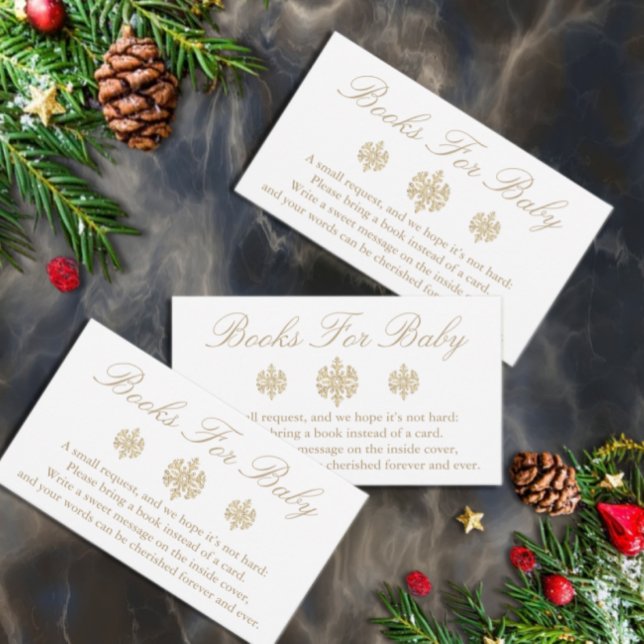 Cartão De Informações Livros Dourados De Flocos De Neve Para Bebê (Criador carregado)