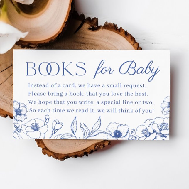 Cartão De Informações Livros Dusty Blue Chinoiserie para Bebê (Dusty Blue Chinoiserie Books for Baby Enclosure Card)