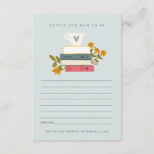 Cartão De Informações Livros Empilhados Floral Conselho Para Chuvada de 