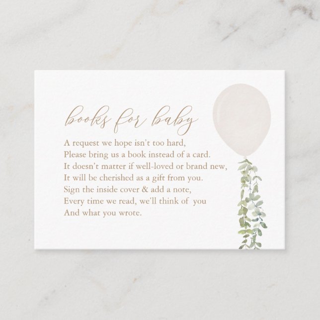 Cartão De Informações Livros Eucalyptus de Balões Brancos para Pedido de (Frente)