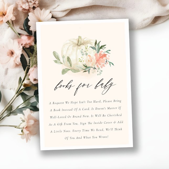 Cartão De Informações Livros Florais Blush De Pumpkin Branco Para Chá de (Criador carregado)