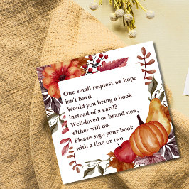 Cartão De Informações Livros Florais de Abóbora de Outono Para Bebê