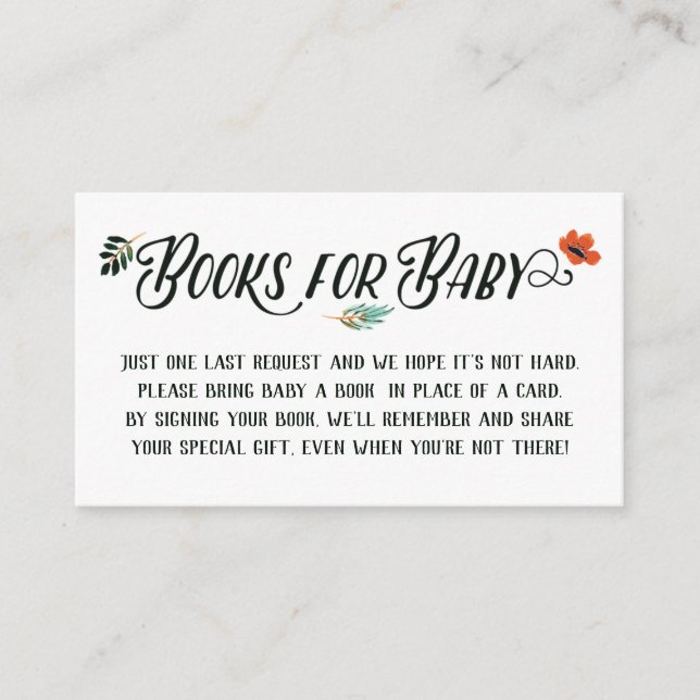 Cartão De Informações Livros Florais De Queda Para Bebê (Frente)