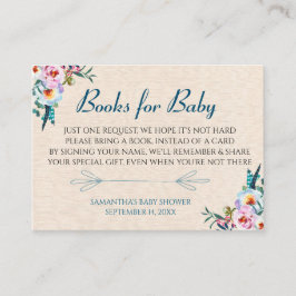 Cartão De Informações Livros Florais de Watercolor Boho para Chá de fral