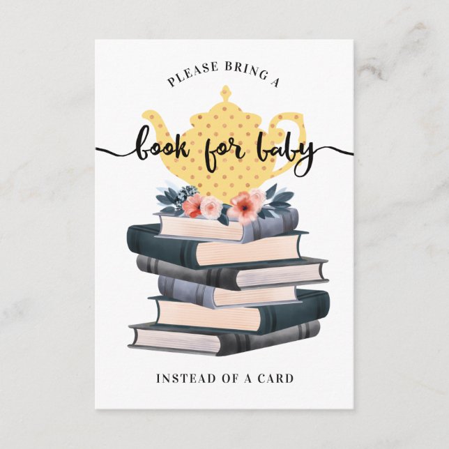 Cartão De Informações Livros Florais Para Festa De Tea Amarelo De Bebê (Frente)