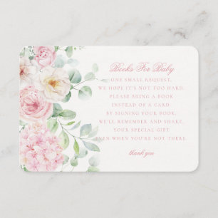 Cartão De Informações Livros Florais Rosa para Bebê em Bloom Hydrangea