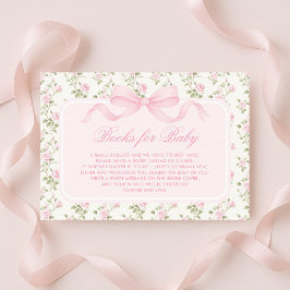Cartão De Informações Livros Florais Rosa para Bebê Menina Vintage Love 