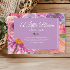 Cartão De Informações Livros Florais Roxos Rosa para Chá de Bebê