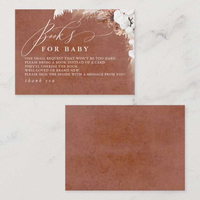 Cartão De Informações Livros Florais Terracotta Para Bebê (Frente/Verso)