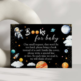 Cartão De Informações Livros Galaxy Rocket para Bebê Chuveiro Preto Espa