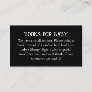 Cartão De Informações Livros Góticos para Bebê Elegante Preto e Branco