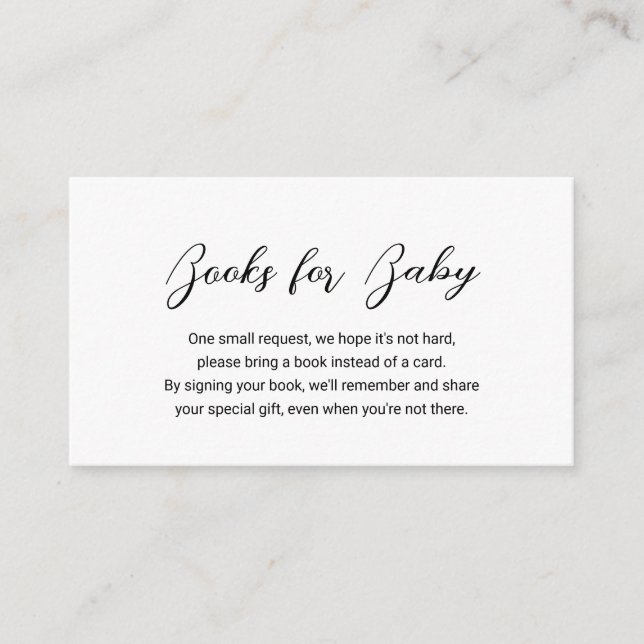 Cartão De Informações Livros Mínimos Modernos para Chá de fraldas Simple (Frente)