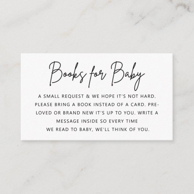 Cartão De Informações Livros mínimos para a placa de gabinete do Chá de  (Frente)