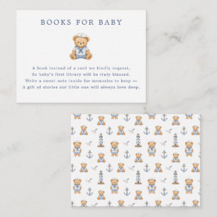 Cartão De Informações Livros Náuticos de Urso Teddy Marinheiro Fofo Para