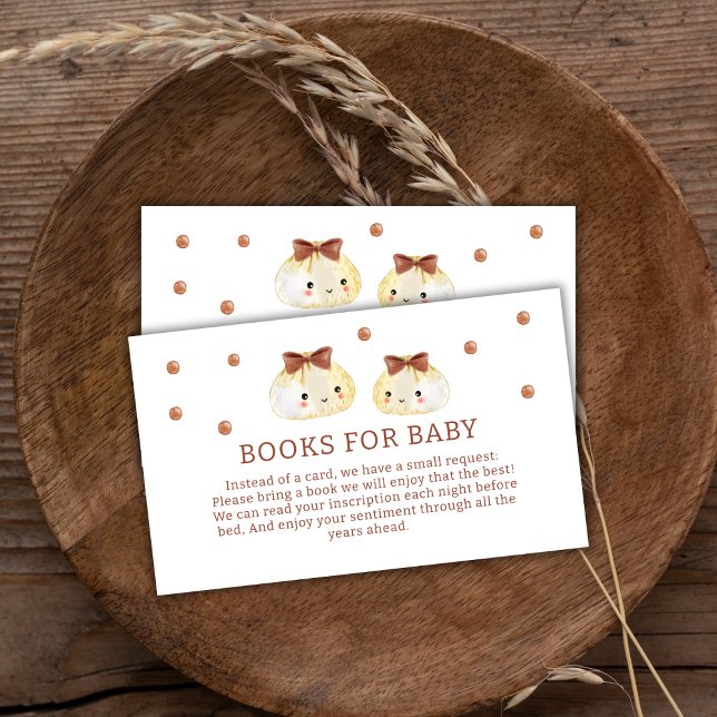 Cartão De Informações Livros Neutros De Despejo Para Chás de fraldas (Gender Neutral Dumpling Books For Baby Shower Enclosure Card)