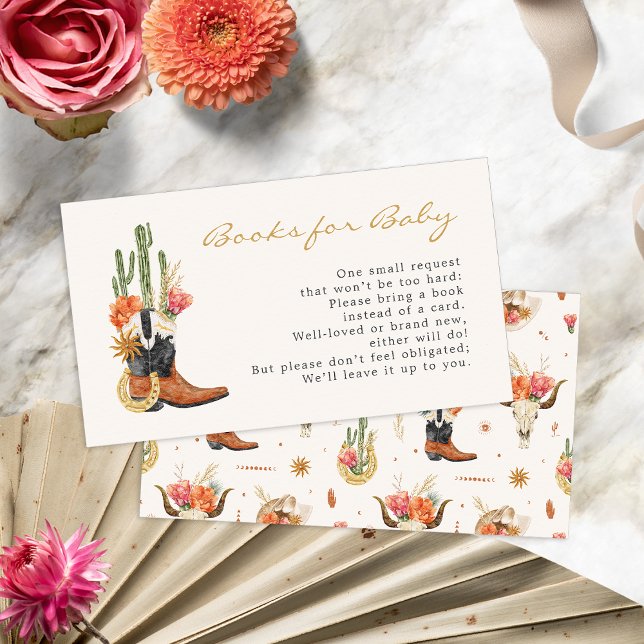 Cartão De Informações Livros Ocidentais Para Bebê (Boho Western Books For Baby Enclosure Card by Painted Paperie
)