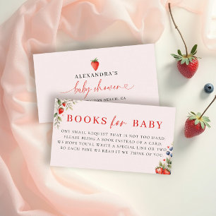 Cartão De Informações Livros Para a Festa de Bebê Menina Rosa Doce de Mo
