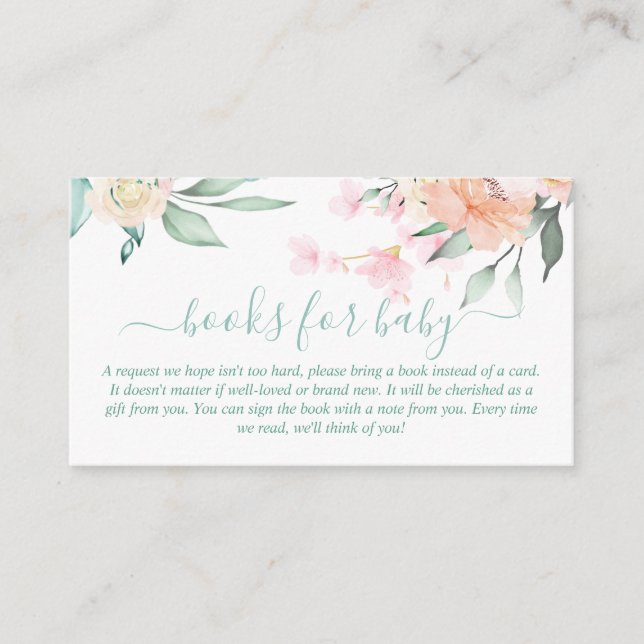 Cartão De Informações Livros para Baby Floral Wreath Oh Baby (Frente)