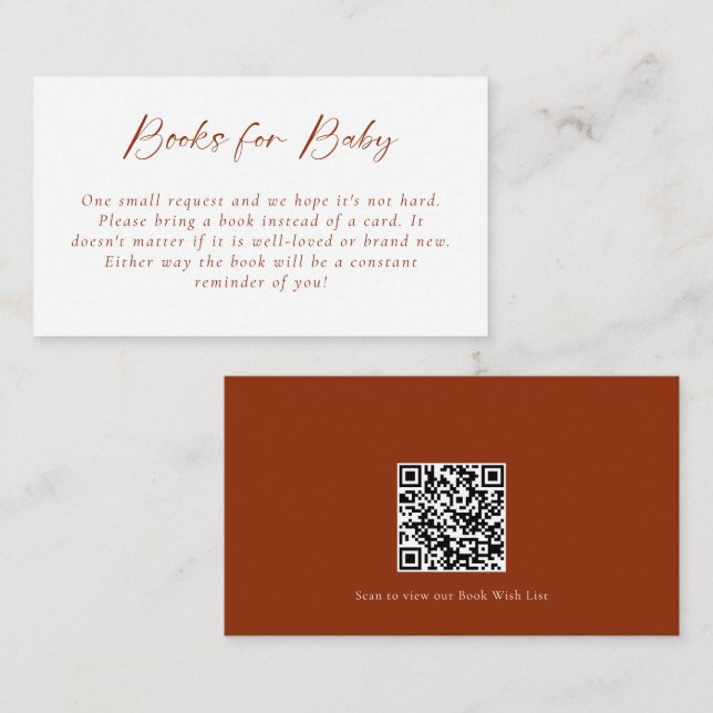Cartão De Informações Livros para Baby Hello Chá de fraldas QR Code Copp (Frente/Verso)
