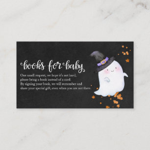Cartão De Informações Livros para Baby Shower de Halloween de Fantasminh