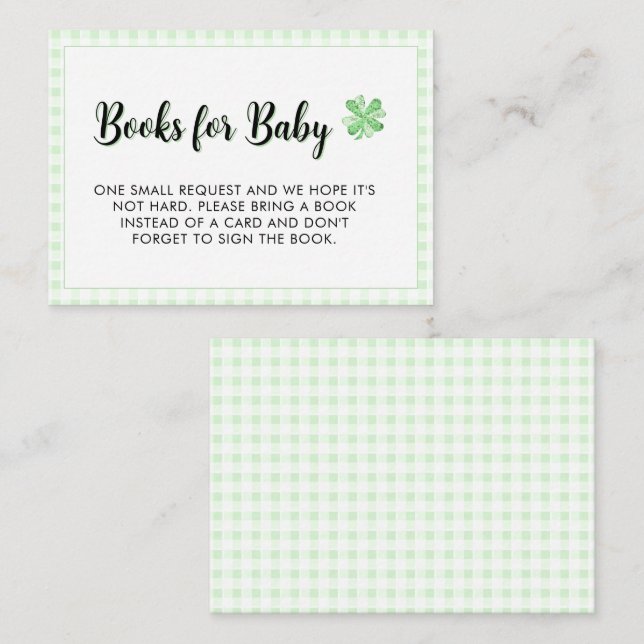 Cartão De Informações Livros para Baby Shower Little Lucky Charm (Frente/Verso)