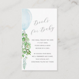 Cartão De Informações Livros para Balões Azuis de Bebê Eucalyptus
