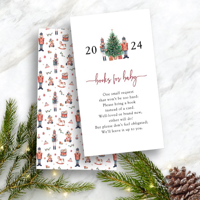 Cartão De Informações Livros Para Bebê (Books for Baby - Nutcracker Baby Shower Invitation by Painted Paperie)