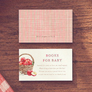 Cartão De Informações Livros para Bebê Apple Red Gingham Chás de Bebê