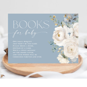 Cartão De Informações Livros para Bebê, azul-poeirento, branco elegante