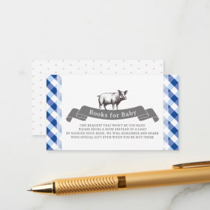 Cartão De Informações Livros para Bebê Bibs & Ribs Rustic Navy Xadrez
