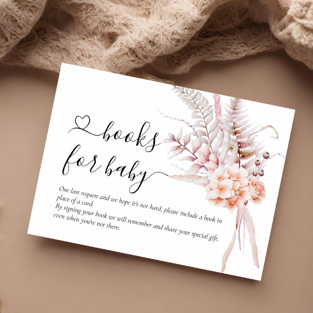 Cartão De Informações Livros para Bebê | Chá de fraldas Floral Primavera (Criador carregado)