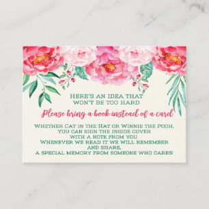 Cartão De Informações Livros para Bebê, Chá de fraldas Floral, Traga um 