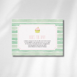 Cartão De Informações Livros Para Bebê Chá Verde Sage Cupcake Baby Showe
