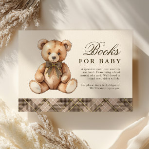 Cartão De Informações Livros para Bebê Churrasco Urso Xadrez Marrom