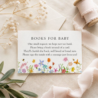 Cartão De Informações Livros para Bebê Chuvada de Flores no Chá de Bebê