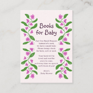 Cartão De Informações Livros para Bebê Chuveiro de Bebê Floral Fofo