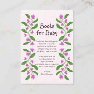 Cartão De Informações Livros para Bebê Chuveiro de Bebê Floral Fofo