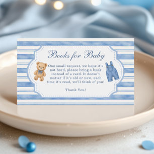Cartão De Informações Livros para Bebê Chuveiro Temático Blue Jean Baby