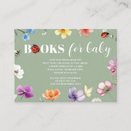 Cartão De Informações Livros para Bebê Chuvinha de Flores Baby Shower