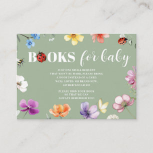 Cartão De Informações Livros para Bebê Chuvinha de Flores Baby Shower