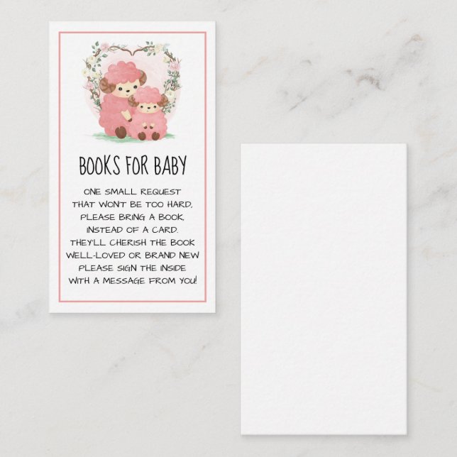 Cartão De Informações Livros para Bebê com Borregos (Frente/Verso)