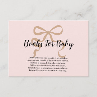 Cartão De Informações Livros para Bebê com Laço Pink Elegant Coquette