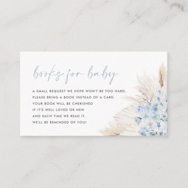 Cartão De Informações Livros Para Bebê De Grama Azul Pampas (Frente)